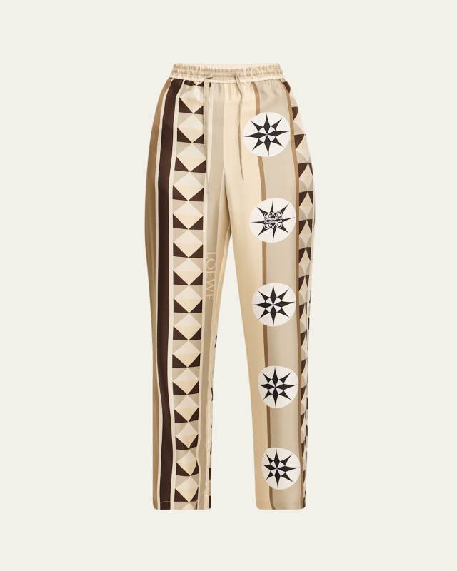 Scarf Print Silk Pajama Trousers
